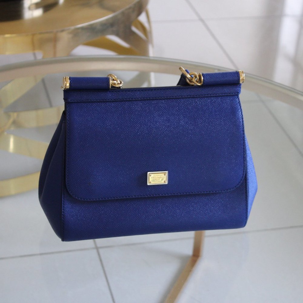 Medium Sicily Handbag in Dauphine Leather Cobalt Blue Special Edition